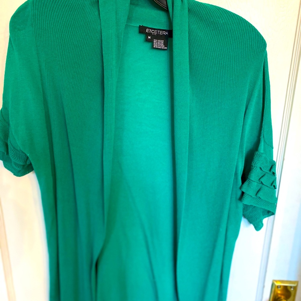 Emerald Green open front lightweight sweater
